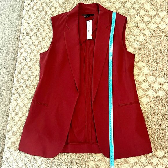 Theory Suit Vest Womens Size 6 Adar Virgin Wool Sleeveless Open Front Red Blazer - Picture 12 of 16